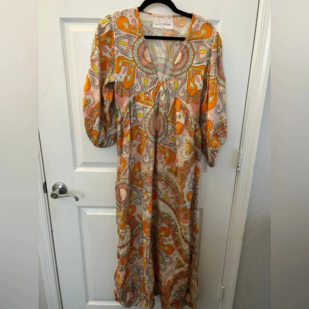 Sundress Eva Long Dress Linen Havana Aquarelle — image 4 of 7